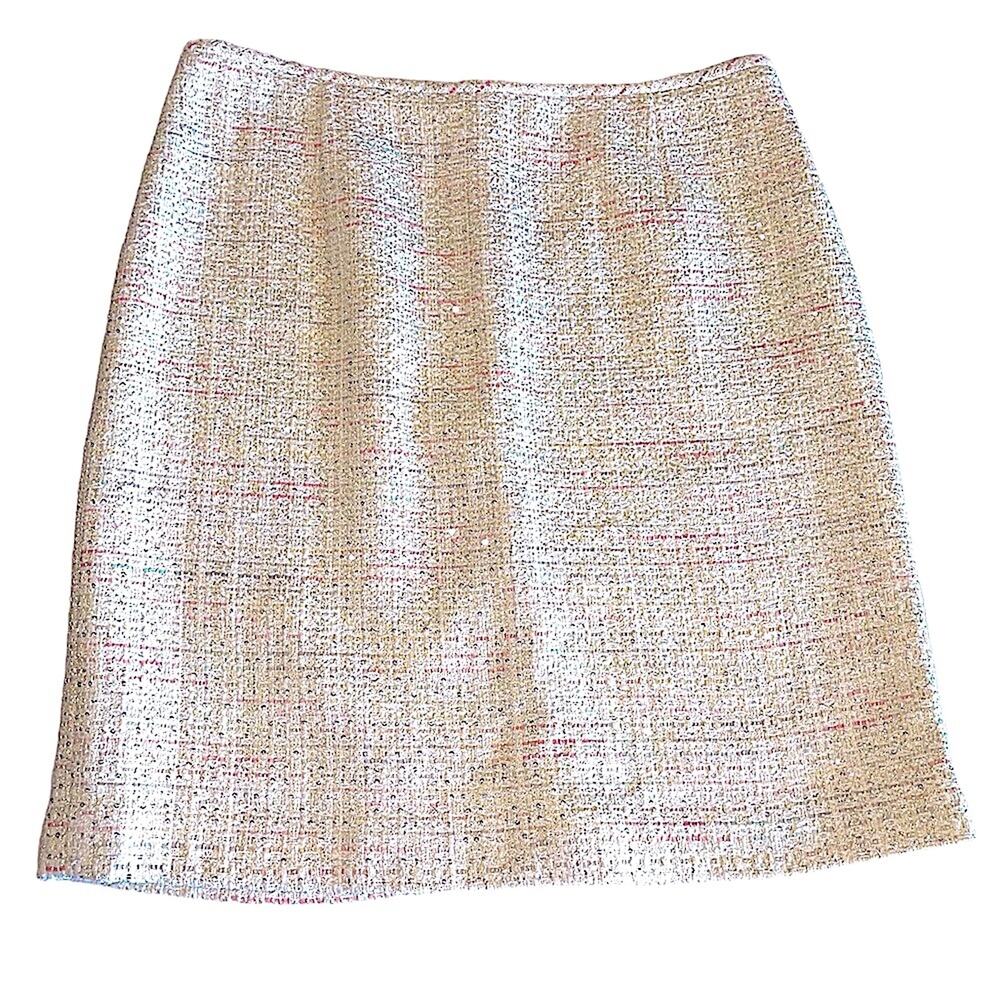 Tahari Sparkle Tweed Pink Champagne Mini Skirt size 16